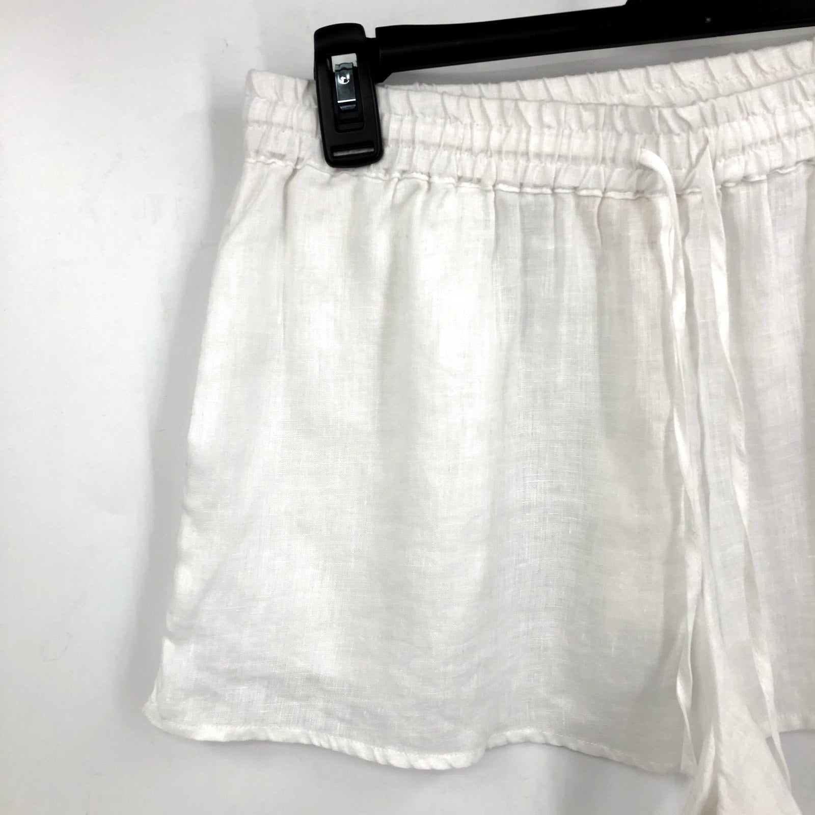 L*SPACE Women's Rio Linen Cover Up Shorts Medium White Drawcord NWT