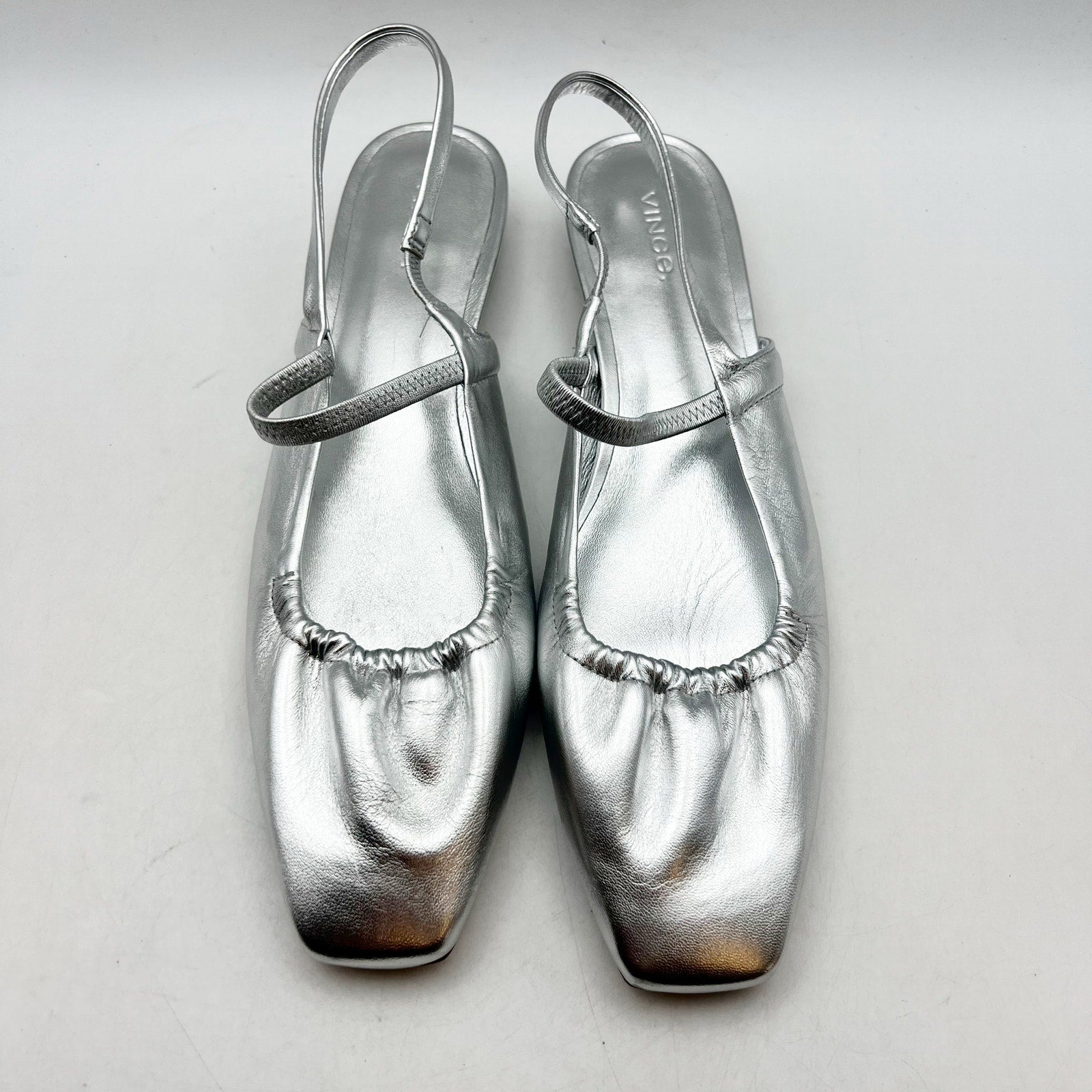 VINCE. Womens Venice Flats US 9.5  EU 40.5 Warm Silver Leather Slip On NIB