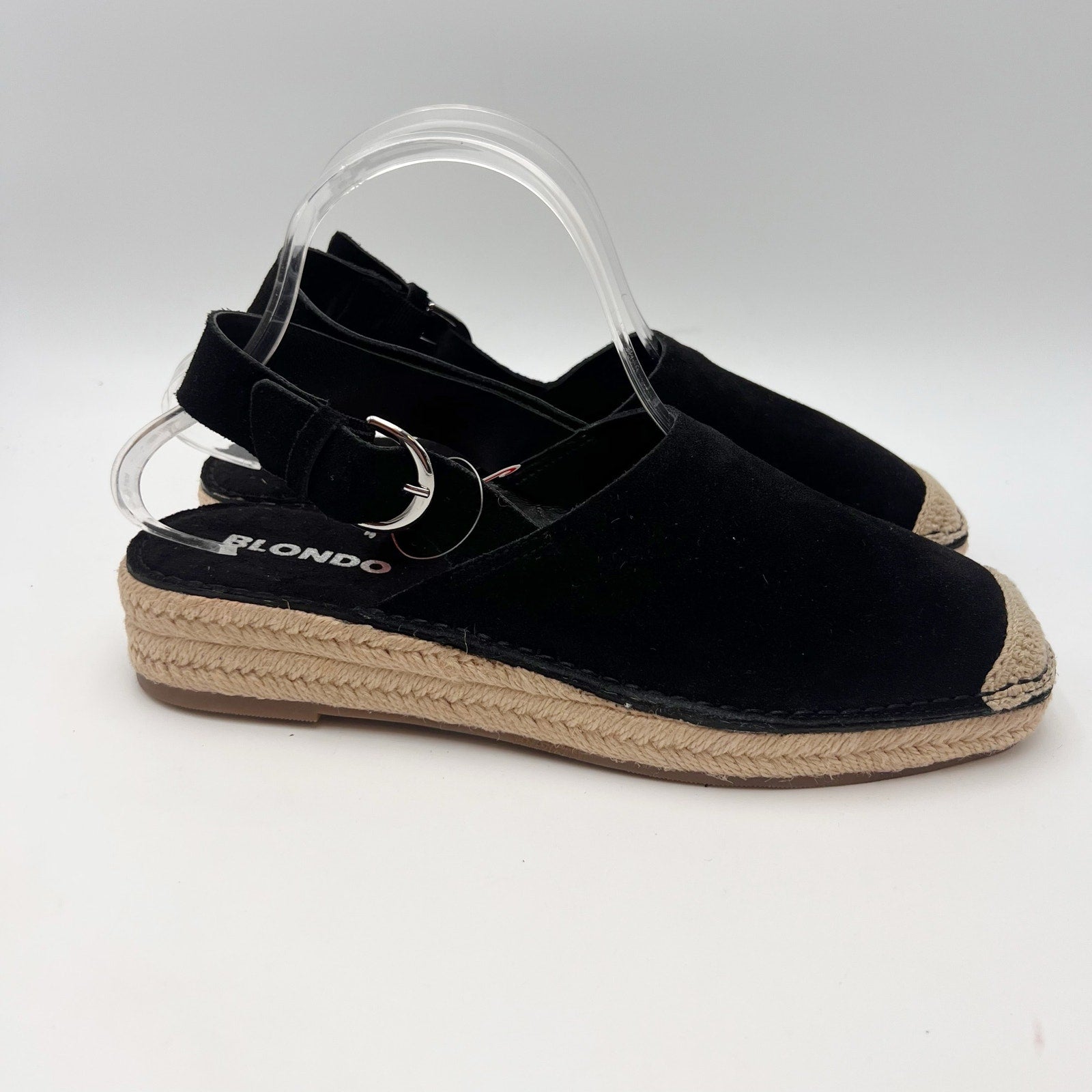 Blondo Womens Hiliana Slingback Espadrille Flats Size 7.5 M Black Suede NIB