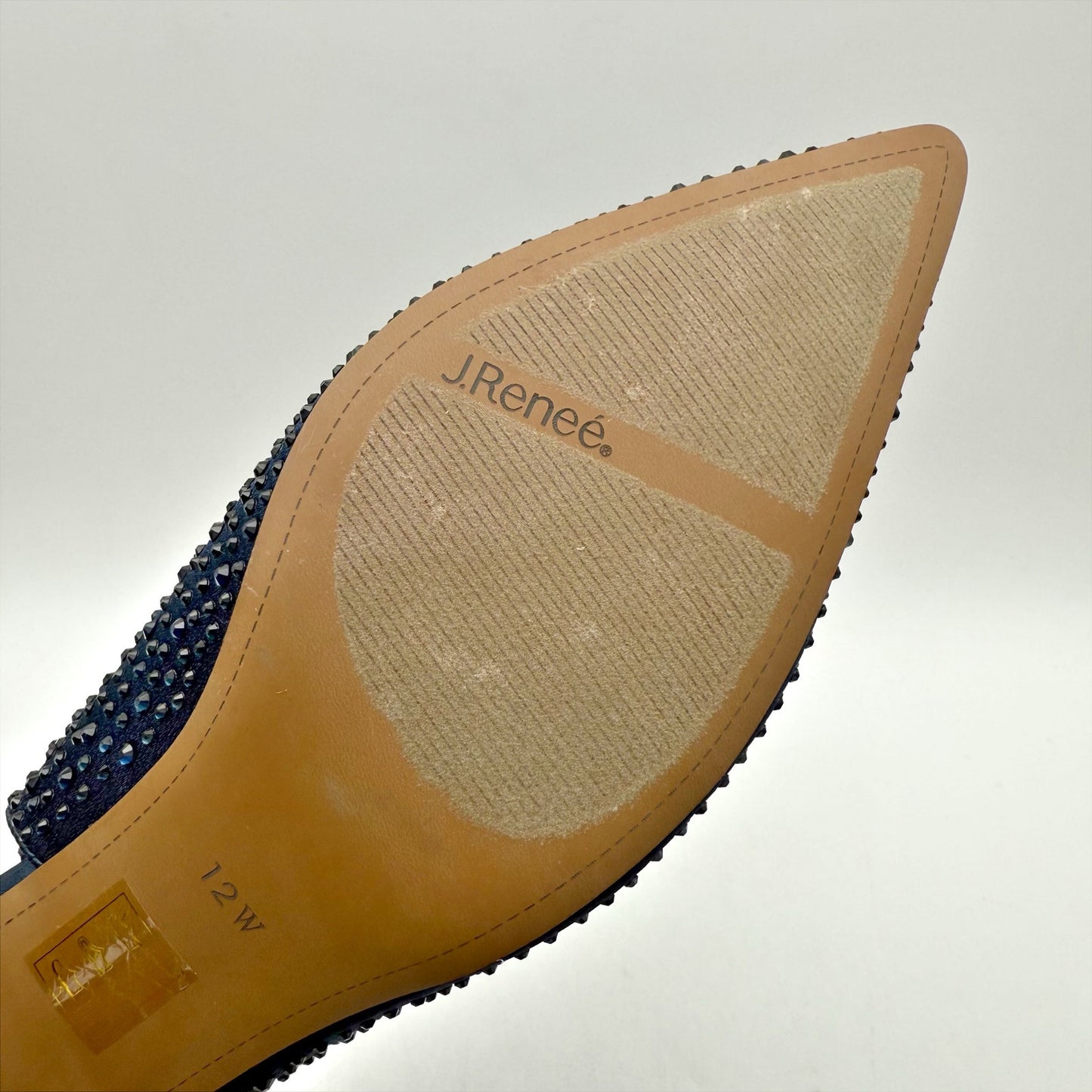 J. Renee Womens Ferryanne Kitten Heel US 12 Wide Navy Rhinestone NIB