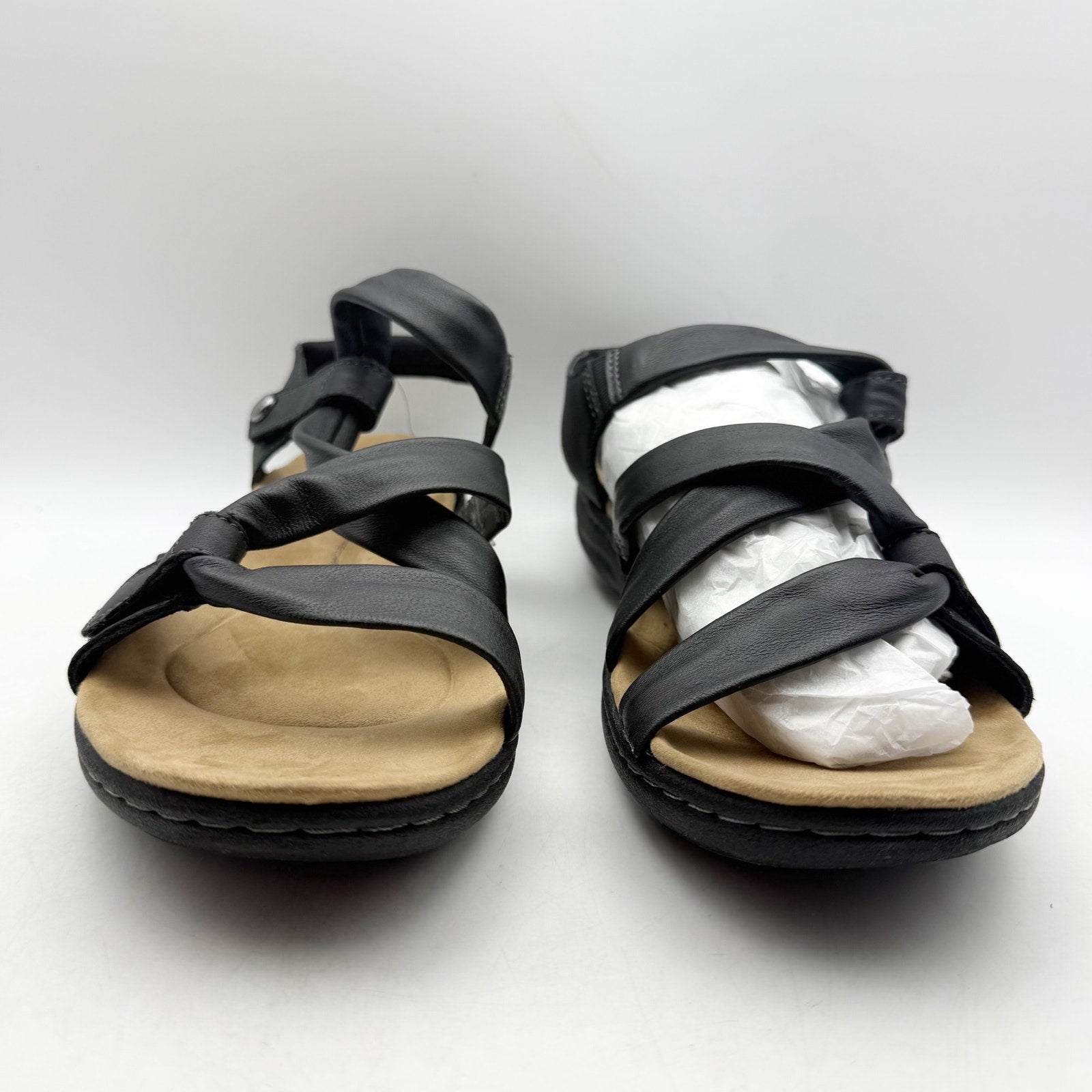 Clarks Womens Laurieann Bell Sandals US 11 M Black Leather NIB