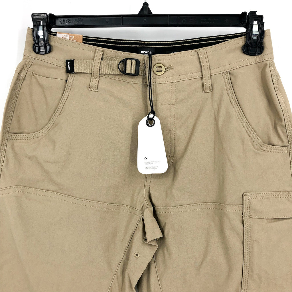 PRANA Men's Stretch Zion Shorts II Size 28 Tan Sandbar Flat Front 10" Inseam NWT