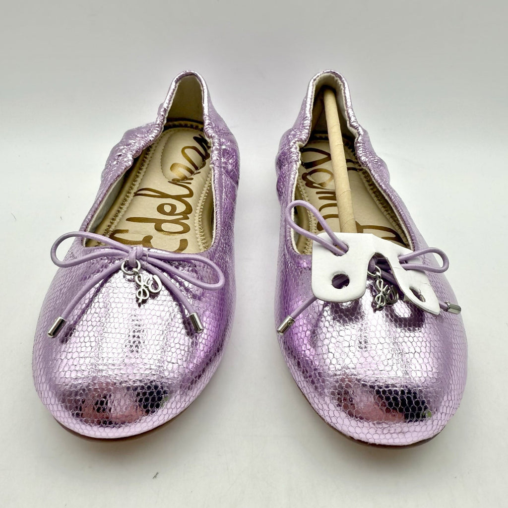 Sam Edelman Kids Felicia Ballet Flats Size 3 M EU 35 Lilac Metallic Leather NIB