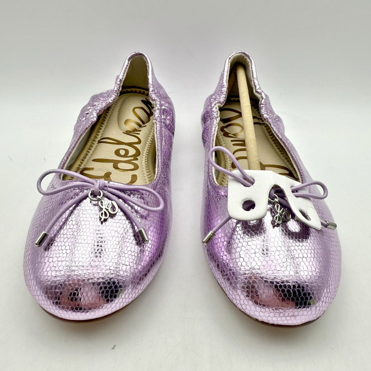 Sam Edelman Kids Felicia Ballet Flats Size 3 M EU 35 Lilac Metallic Leather NIB