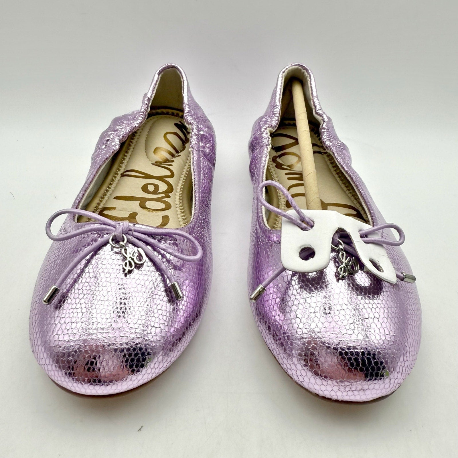 Sam Edelman Kids Felicia Ballet Flats US 3 M EU 35 Lilac Metallic Leather NIB
