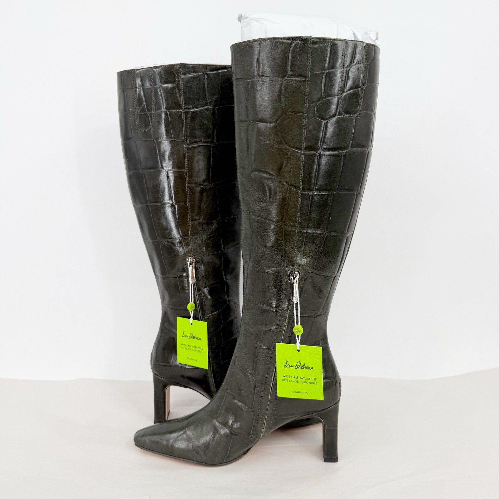 Sam Edelman Womens Sylvia Knee High Boots US 6.5 M Deep Olive Green Leather NWOB