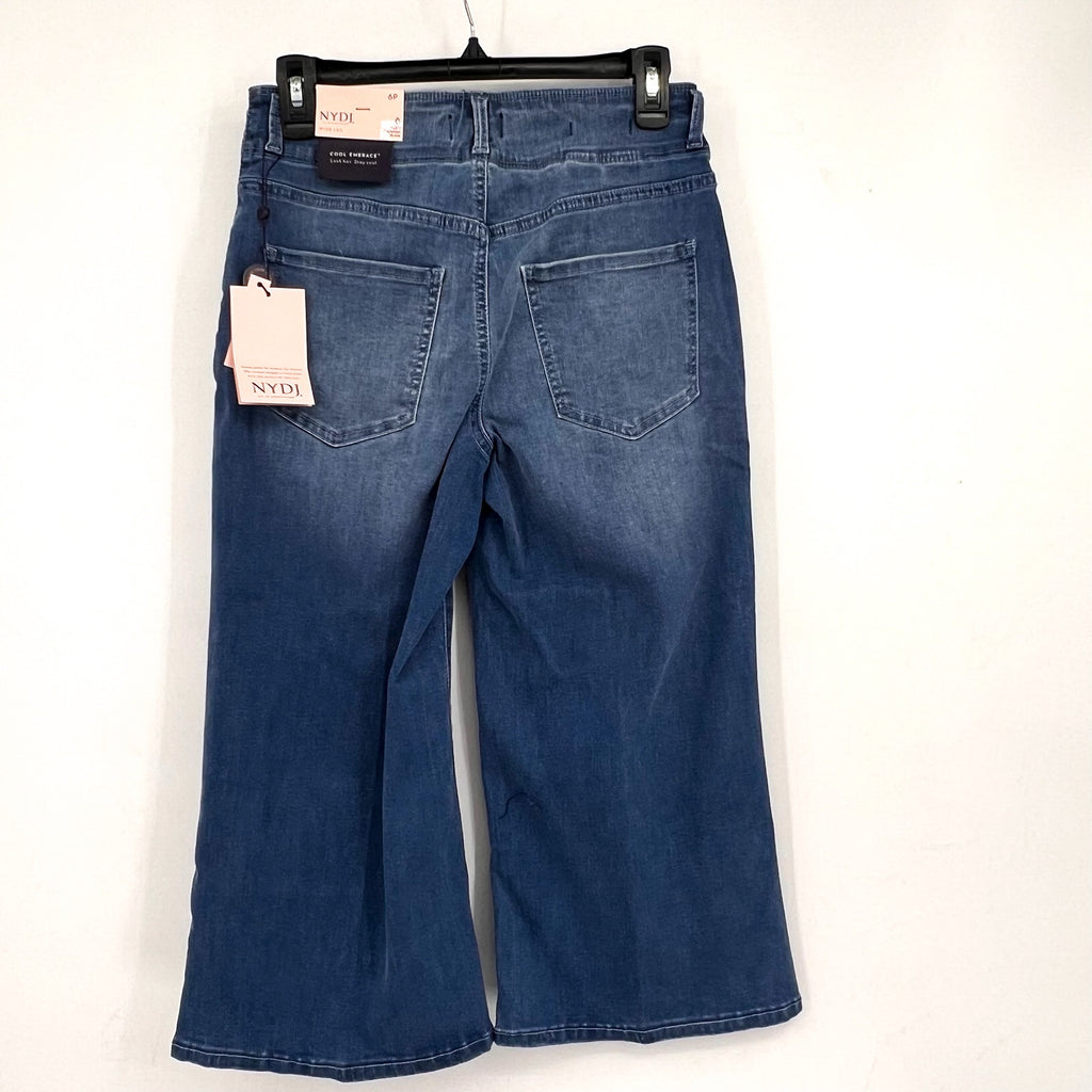 NYDJ Womens Cool Embrace Major Wide Leg Capri Jeans 6 PETITE Compass Blue NWT