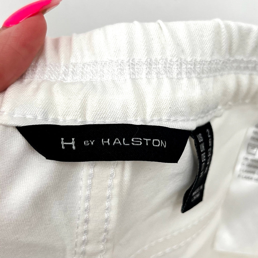 H BY HALSTON Womens Ultra Knit Pull-On Ankle Pants Size 2 White Slim Leg NWOT