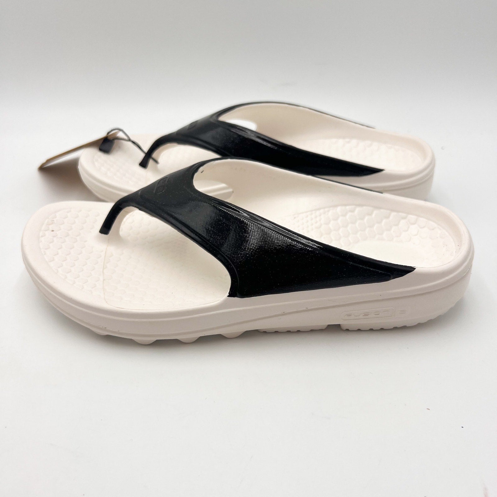 Spenco Women Fusion 2 Pearl Sandals Size 6 Wide Black Slide Flip Flop NWOB