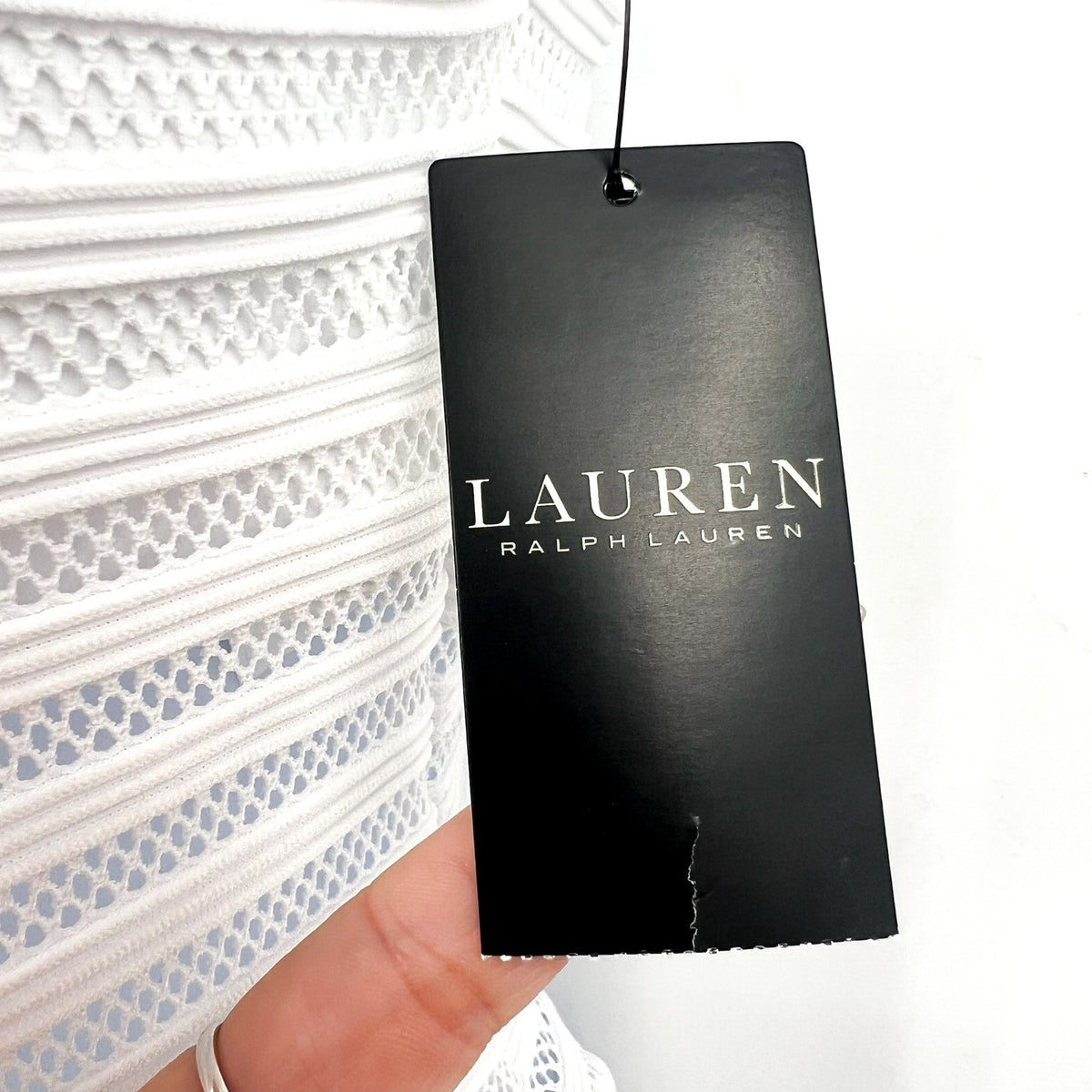 LAUREN RALPH LAUREN Ottoman One Piece Swimsuit Size 10 White Mesh Stripe NWT