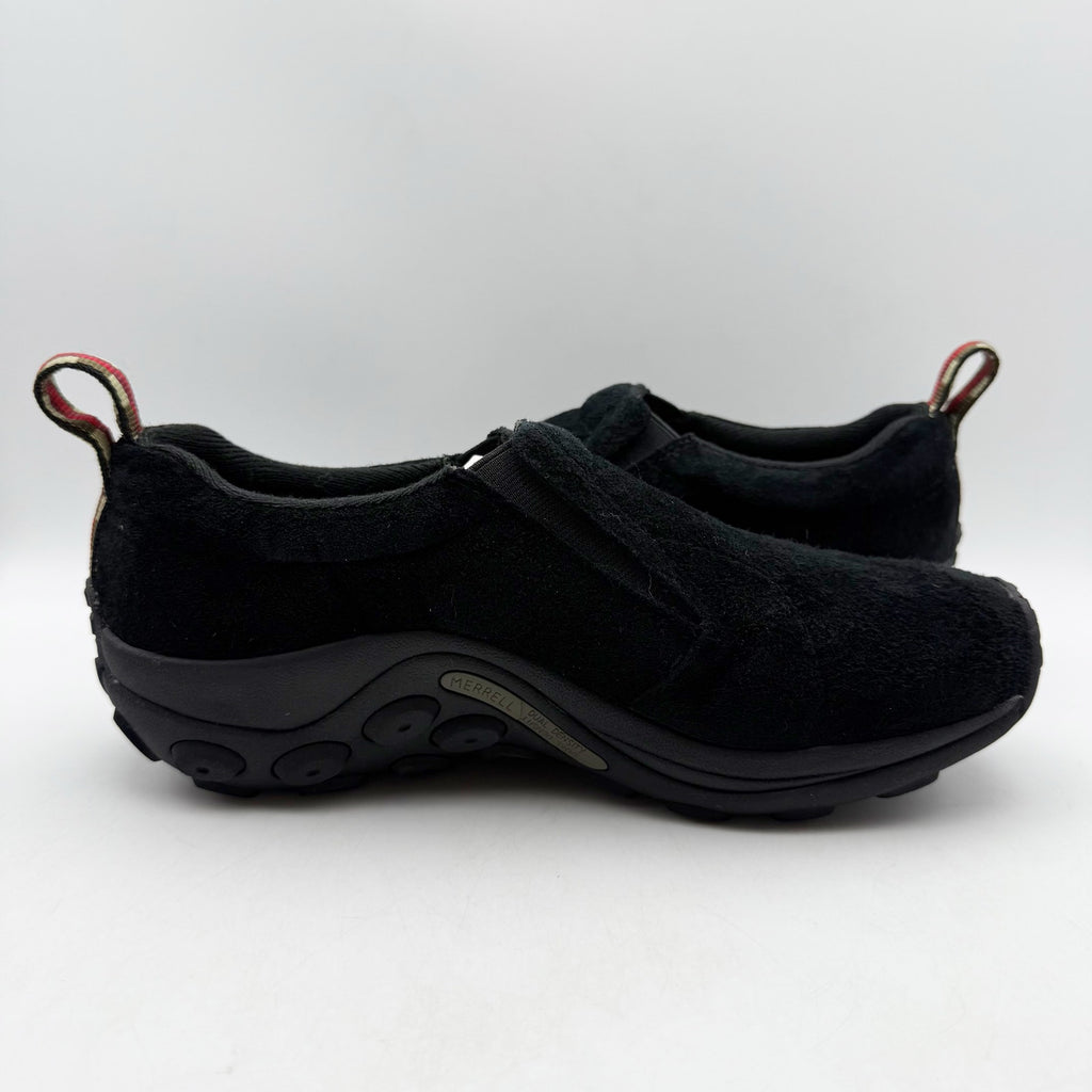 MERRELL Womens Jungle Moc Toe Shoes US 7 M Black Midnight Suede Slip On NIB