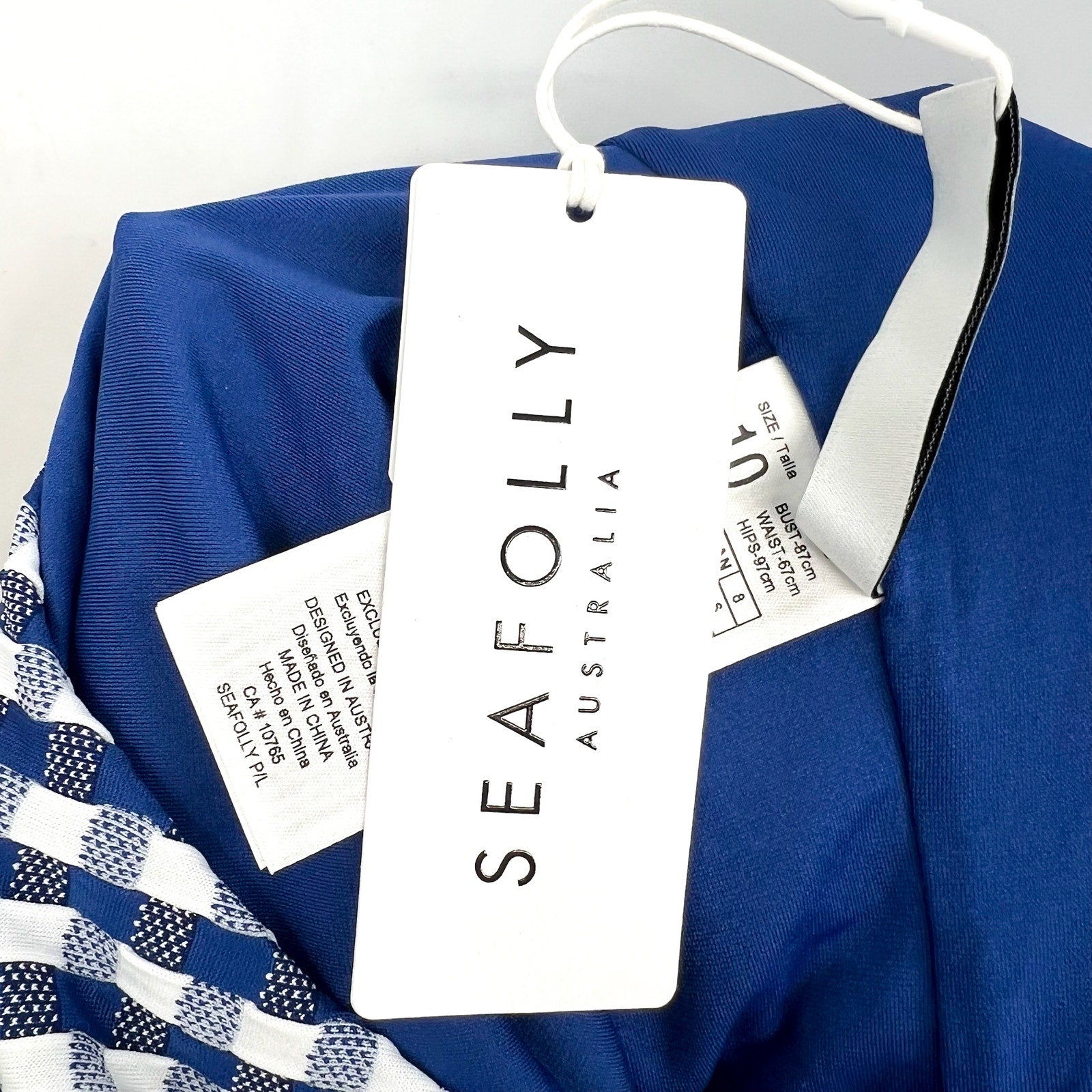 SEAFOLLY Bella Underwire One Piece Swimsuit US 6 Blue Ultramarine Gingham NWT