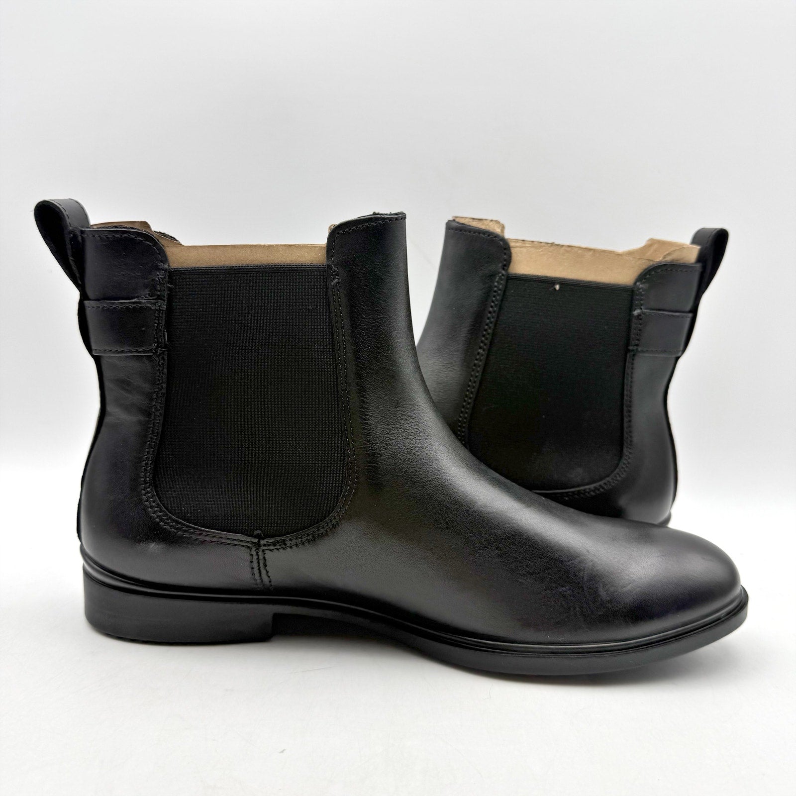 Ecco Womens Classic Chelsea Ankle Boots EU 38 US 7.5 Black Leather Buckle NIB