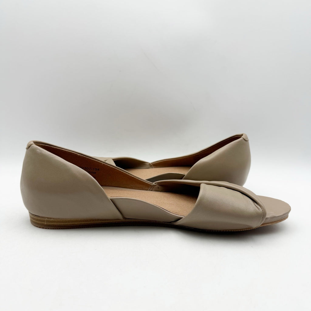 SoftWalk Womens Cypress Slip On Flats US 10 M Tan Beige Leather Open Toe NWOB