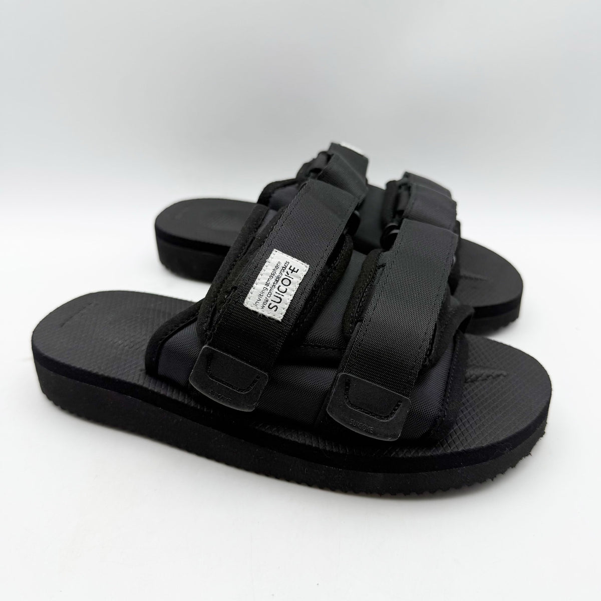 Suicoke Womens MOTO-VS Slip On Sandals Size 6 EU 35 Black Suede NWOB