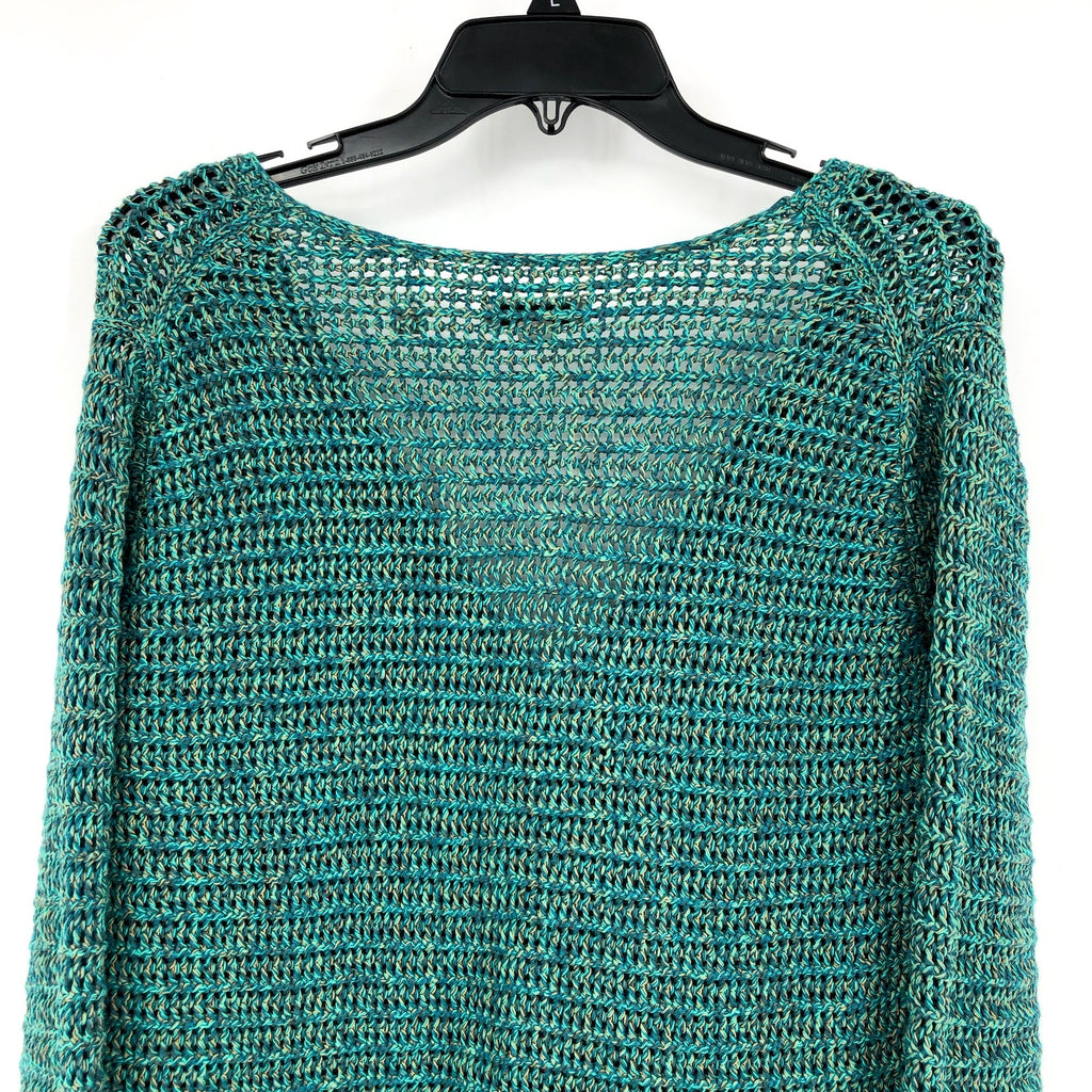 VINCE Women's Marled Crochet Cardigan XS Green Marl V-Neck Cotton NWT