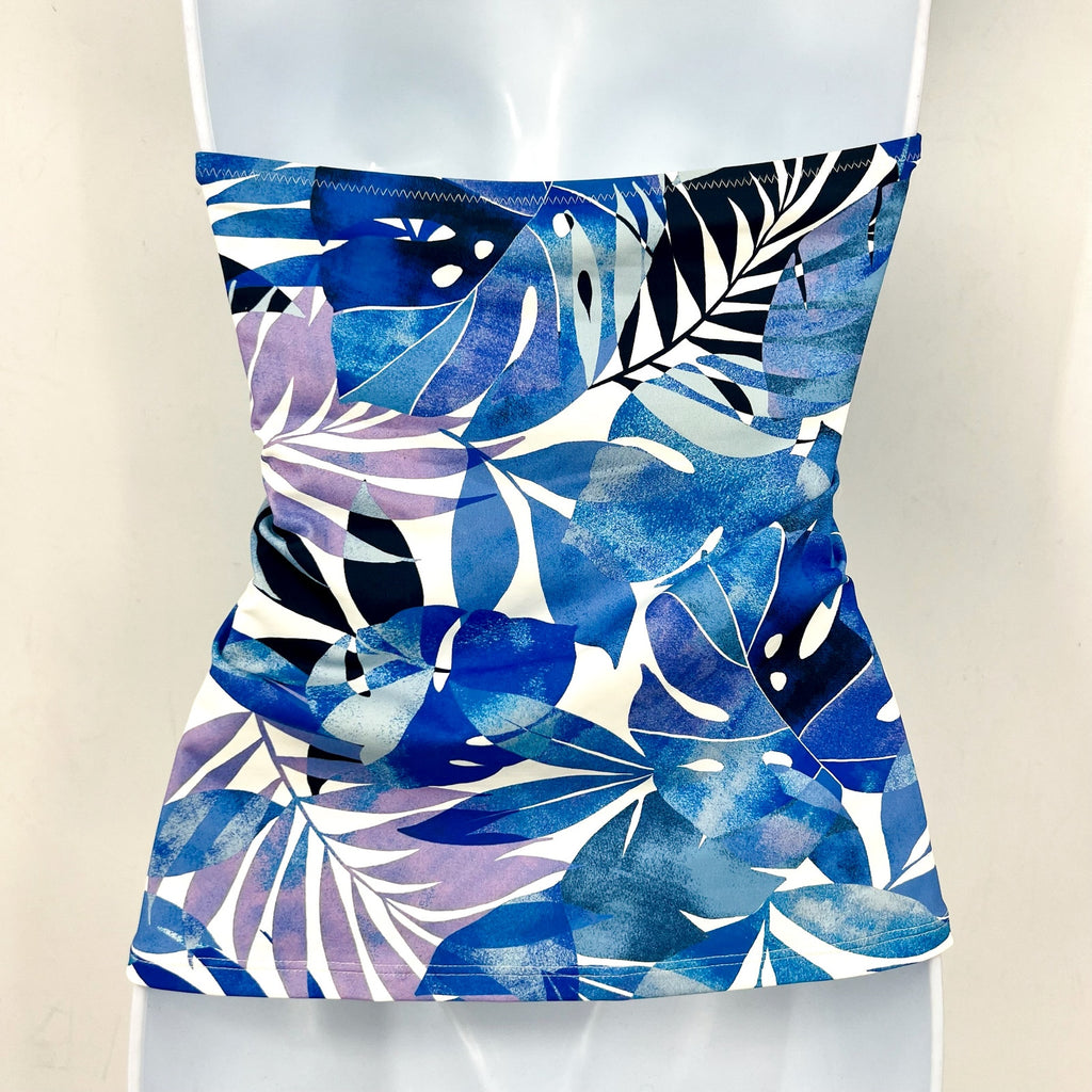 TOMMY BAHAMA Palma Fresca Tankini Top Small Blue White Palm Modern NWT
