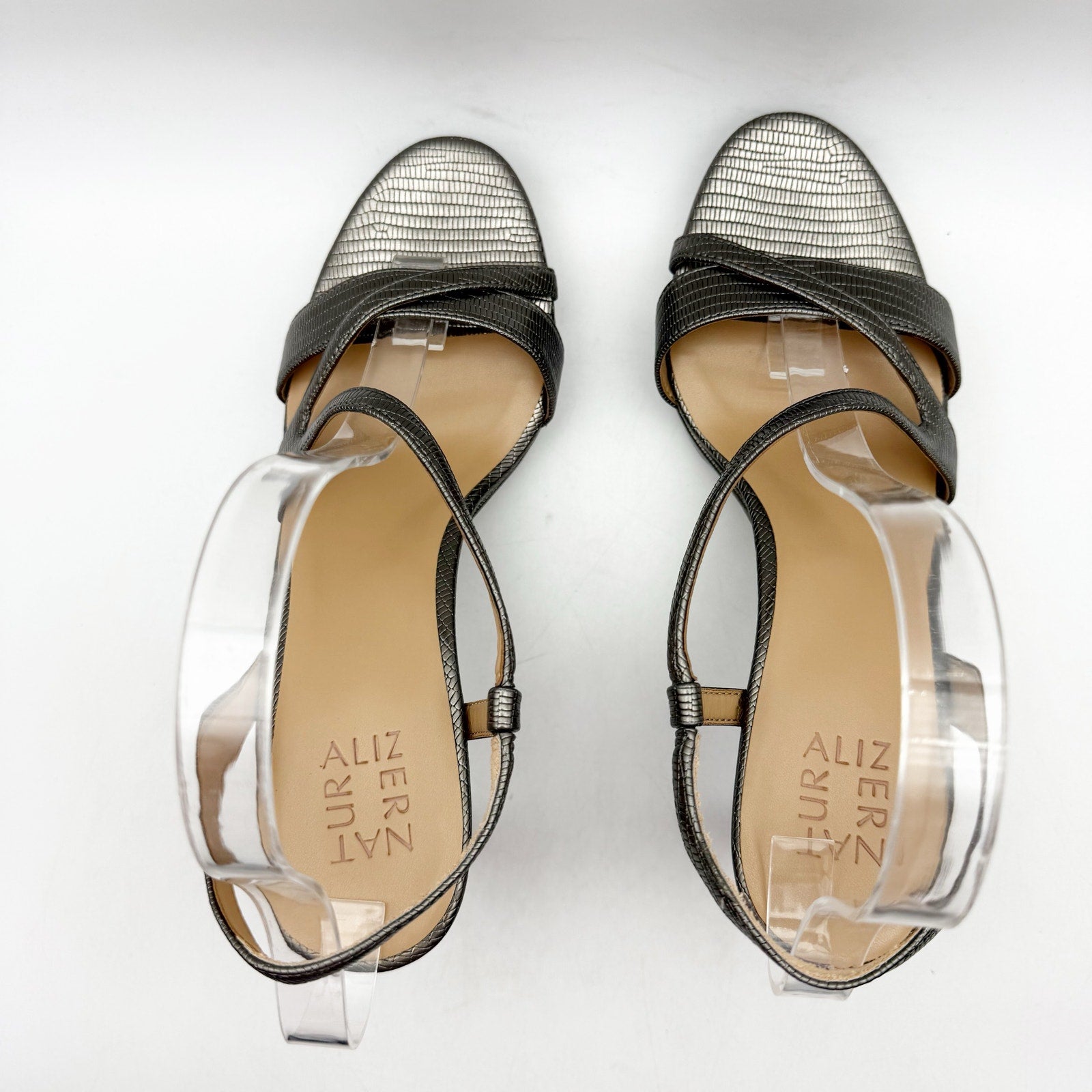 Naturalizer Womens Abby Heeled Sandals Size 9 M Grey Snake Print NIB
