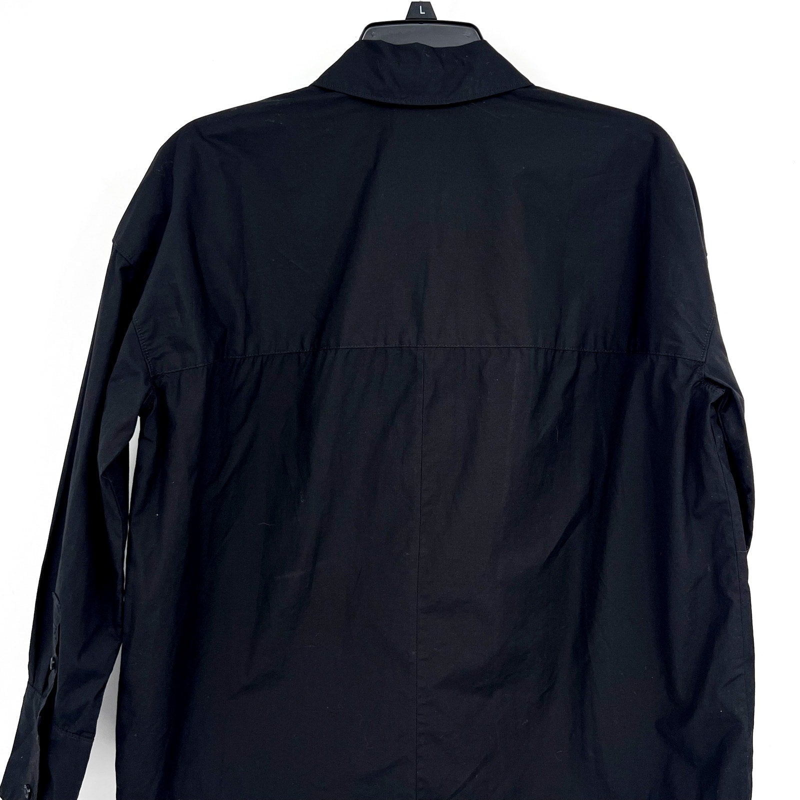 EVERLANE Women's The Oversized Poplin Shirt XXS Black Cotton Long Sleeve NWT