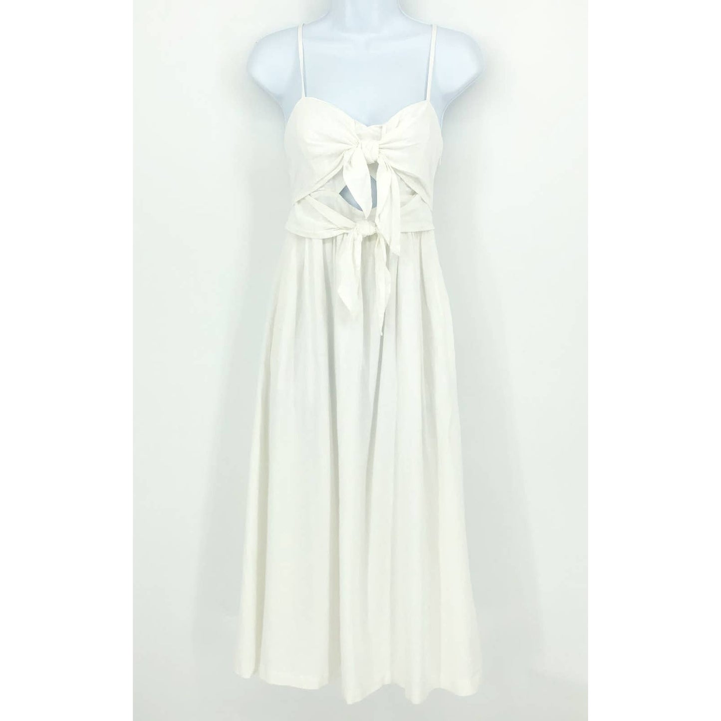 Madewell Womens Double-Tie Cutout Sweetheart Midi Dress White Size 4