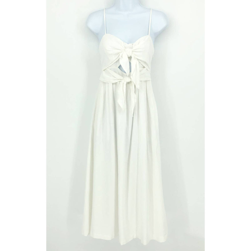 MADEWELL Sweetheart Midi Tank Dress Size 4 White Double-Tie Cutout NL181 NWT