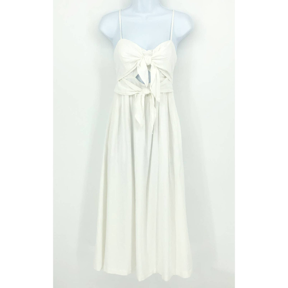 MADEWELL Sweetheart Midi Tank Dress Size 4 White Double-Tie Cutout NL181 NWT