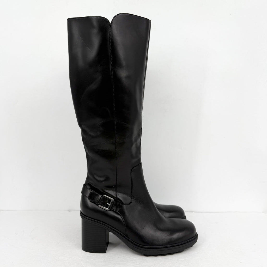 Vionic Womens Trabuco Knee High Boots US 9.5 Wide Black Leather Waterproof NWOB