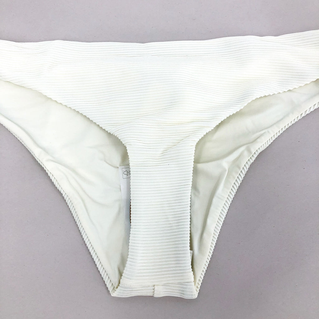 PRANA Women's Gemma Bikini Bottom Small White Horchata Ottoman Low Rise NWT
