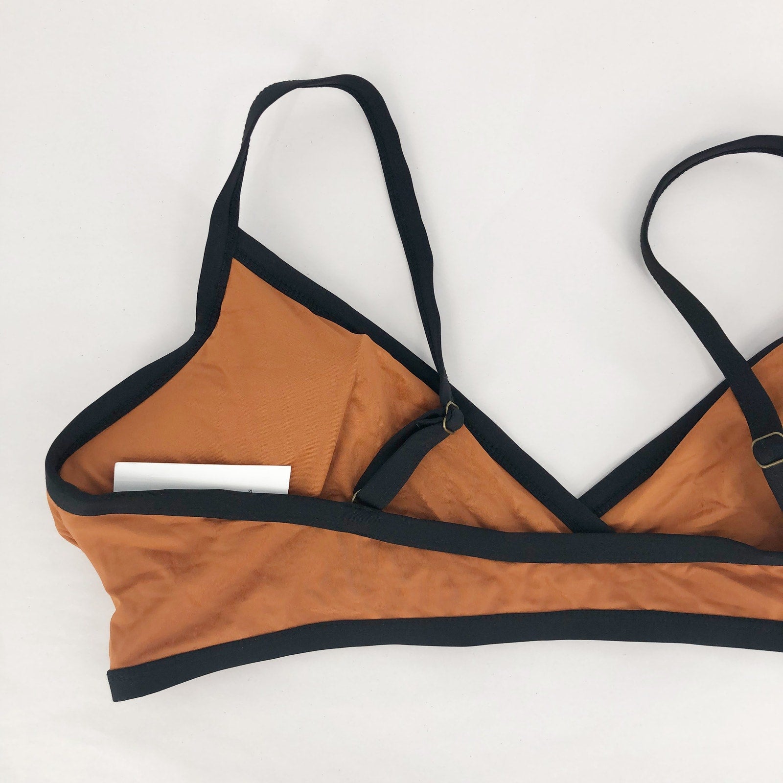 ANDIE Women's The Cove Bikini Top 3XL Tan Cinnamon Black Contrast V-Neck NWT