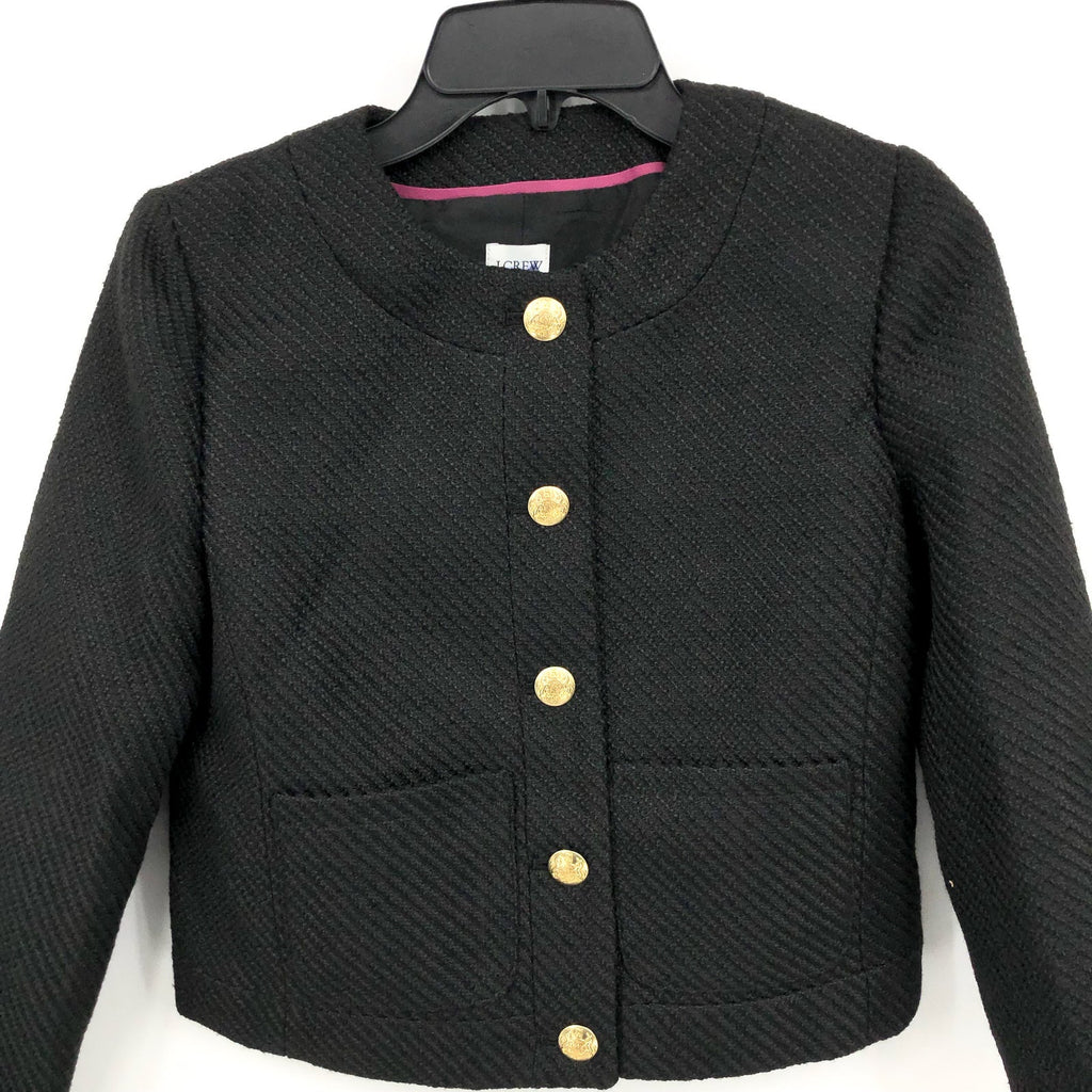 J.CREW Women's Tweed Lady Jacket Size 0 True Black BS928 NWT