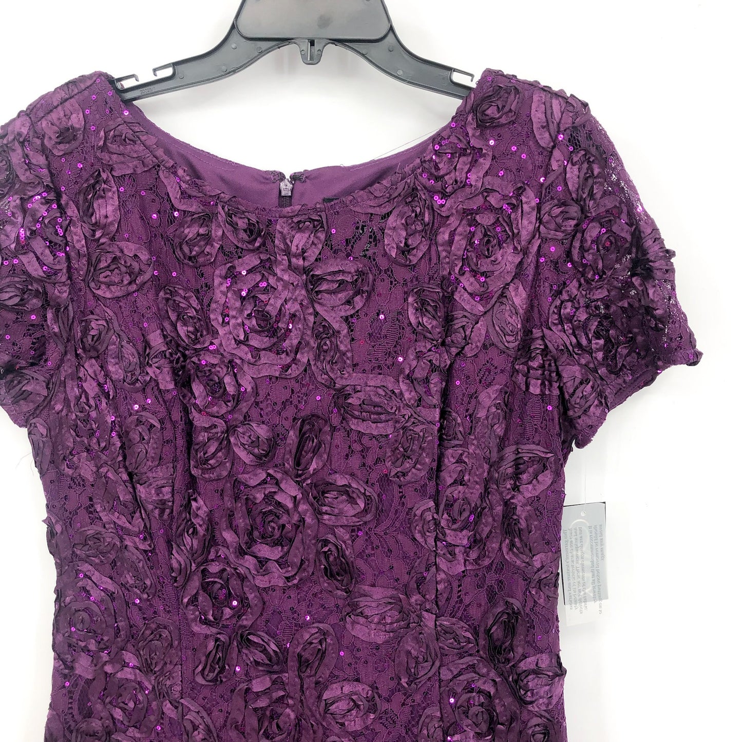 ALEX EVENINGS Women's Rosette Lace A-Line Gown Size 12 Purple Eggplant NWT