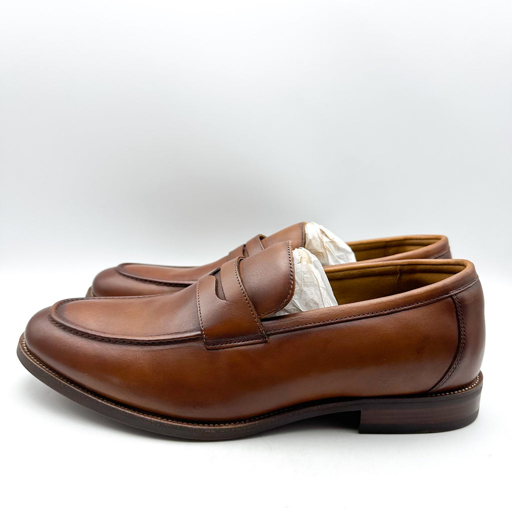 Florsheim Mens Rubano Moc Toe Penny Loafer US 11 Wide Cognac Brown Leather NWOB