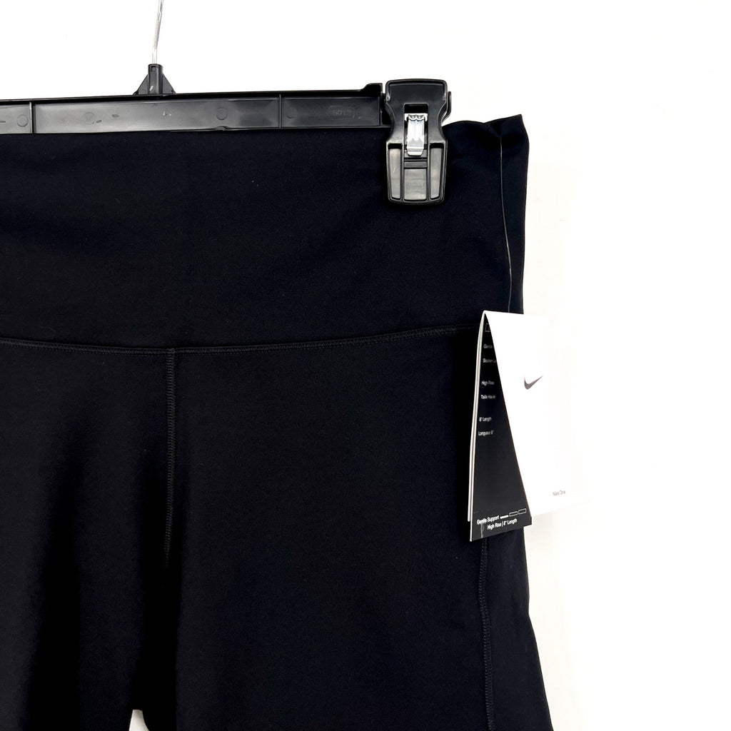 NIKE Women's Dri Fit One Biker Shorts XL Black High-Waist 8" Inseam Pockets NWT
