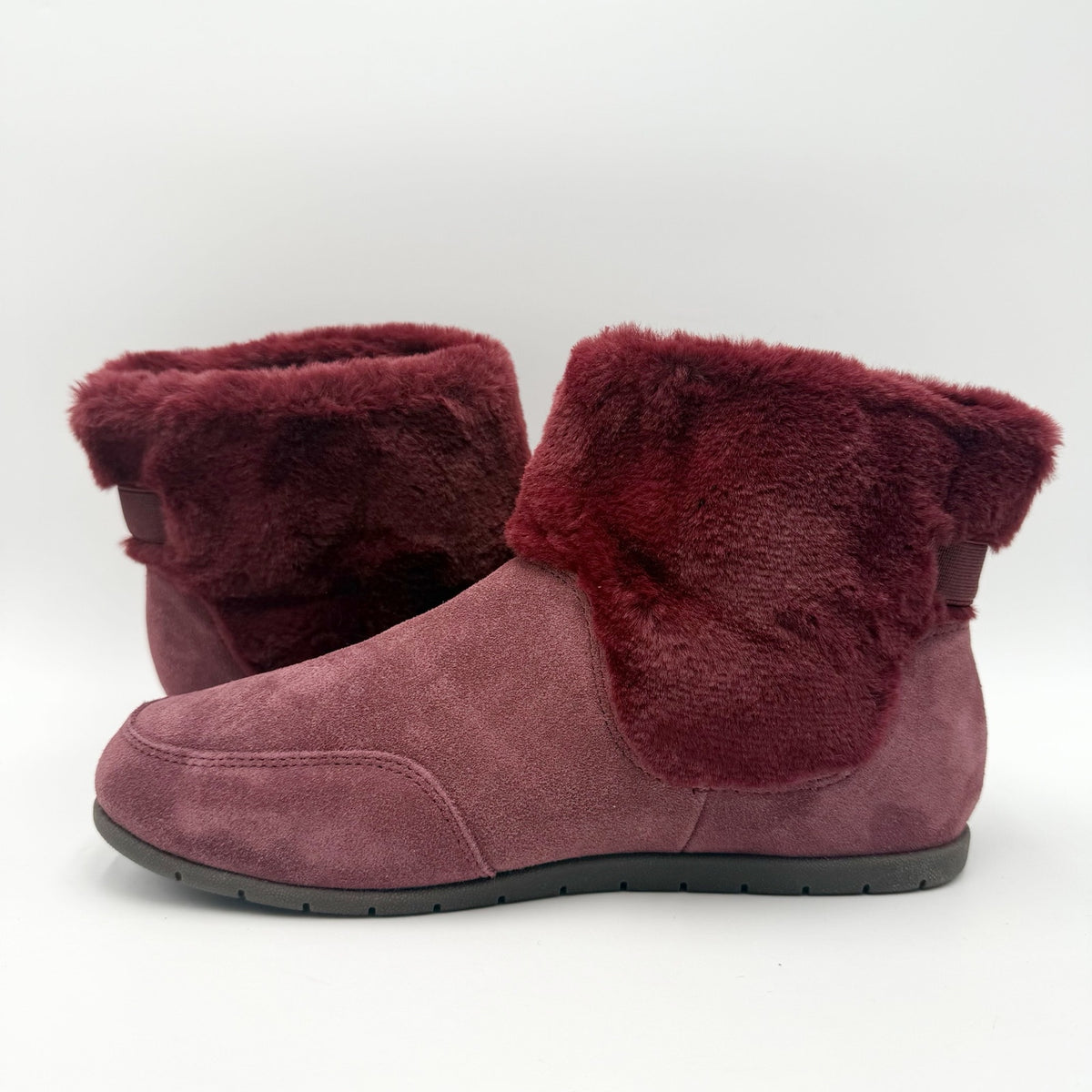 Vionic Womens Maizie Slipper Boots Size 7 Burgundy Red Suede Supportive NWOB