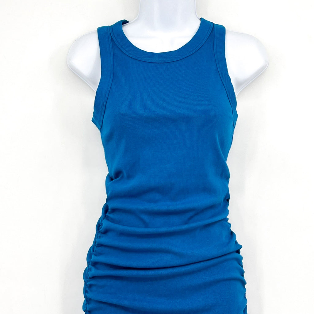 MICHAEL STARS Women's Wren Ribbed Midi Dress Small Blue Stretch NWOT