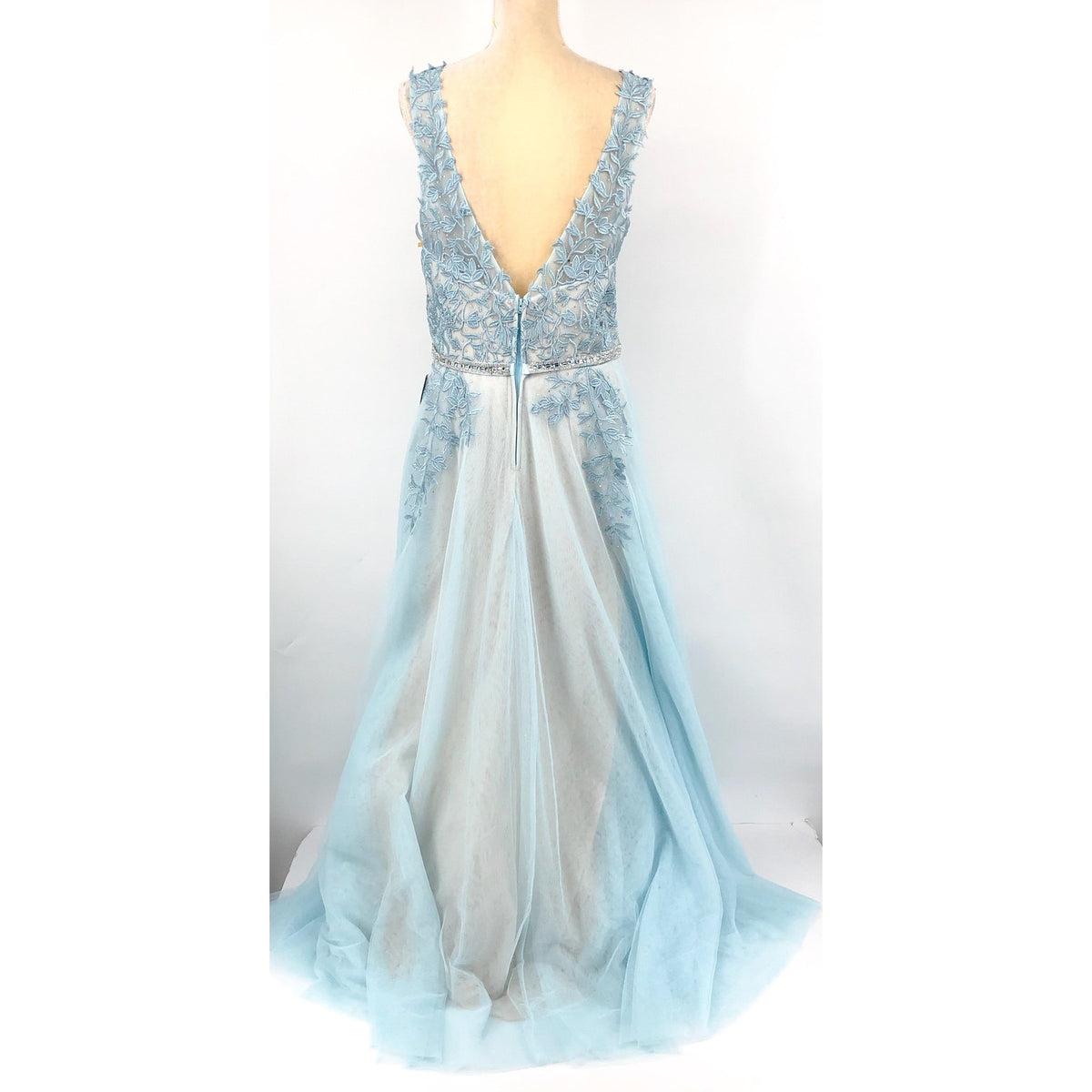 SAY YES TO THE PROM TLC Women's Embroidered Prom Dress 14W Light Blue NWT