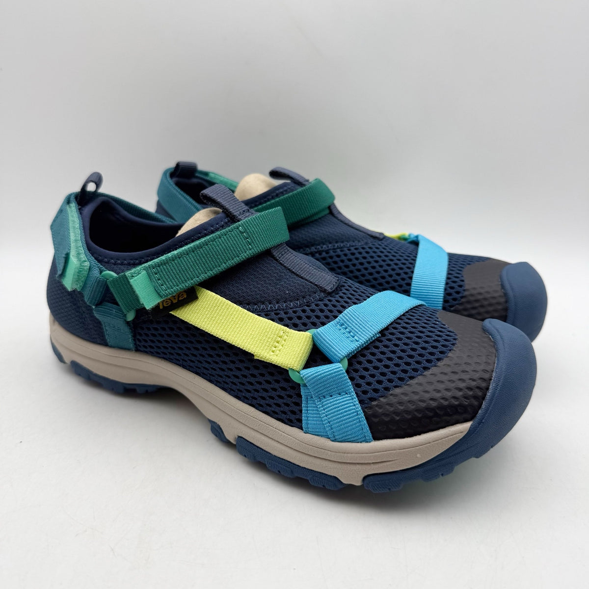 TEVA Kids Outflow Universal Sandals Youth 5 Navy Blue Green Water Shoes NIB