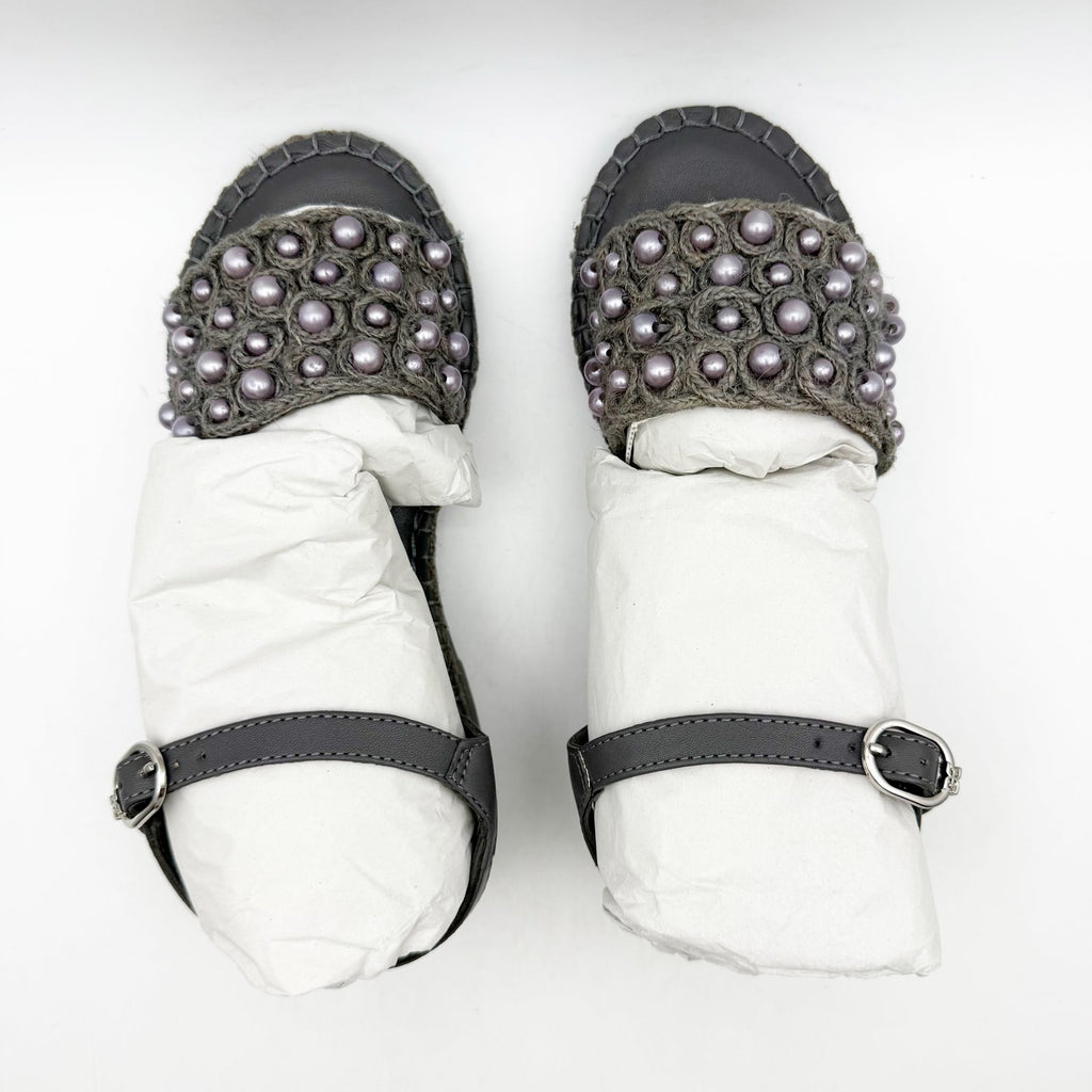 Sam Edelman Kids Holly Sandals Size 1 M EU 32 Mockingbird Grey Linen NIB