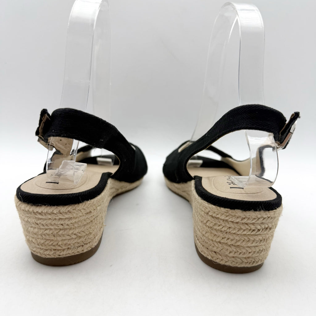LifeStride Womens Socialite Wedge Sandals Size 6.5 M EU 36.5 Black Canvas NWOB
