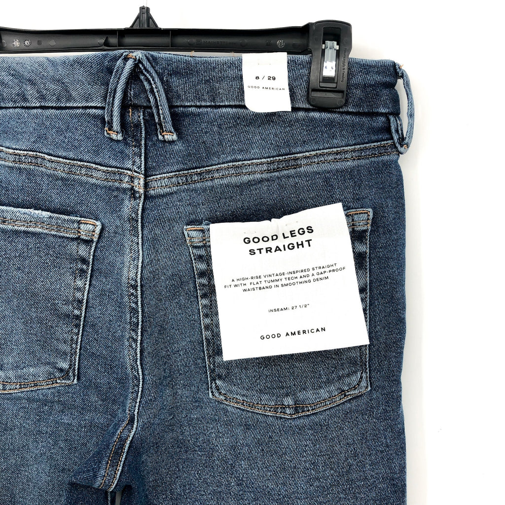 GOOD AMERICAN Good Straight Ripped Ankle Jeans Size 29 US 8 Indigo Blue NWT