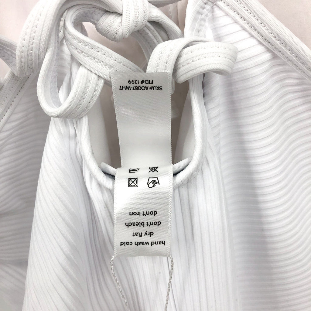 ANDIE SWIM Paloma One Piece XL 16 Tall White Ribbed High Neck Long Torso NWT