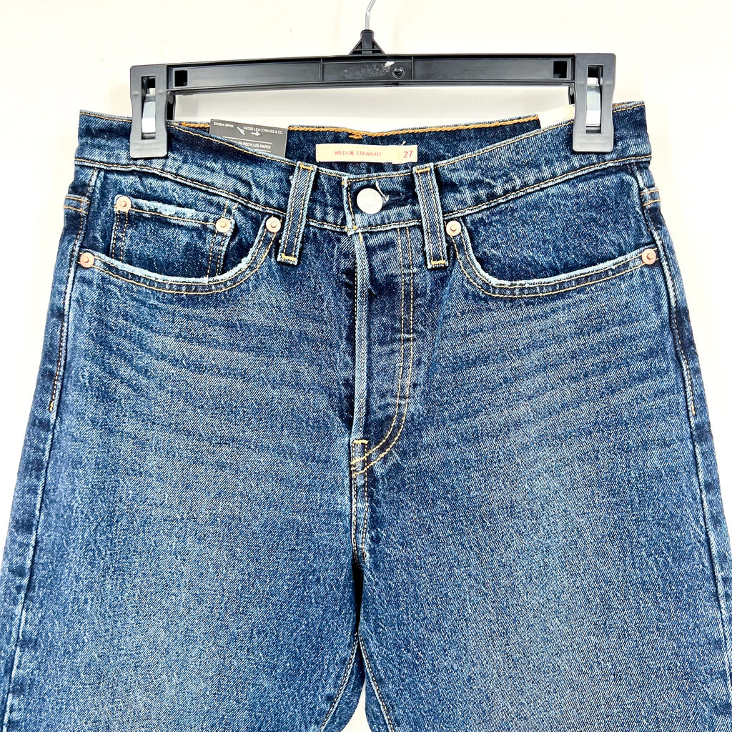 Levi's Womens Wedgie Straight Ankle Jeans 27x28 Indifferent Indigo 349640217 NWT