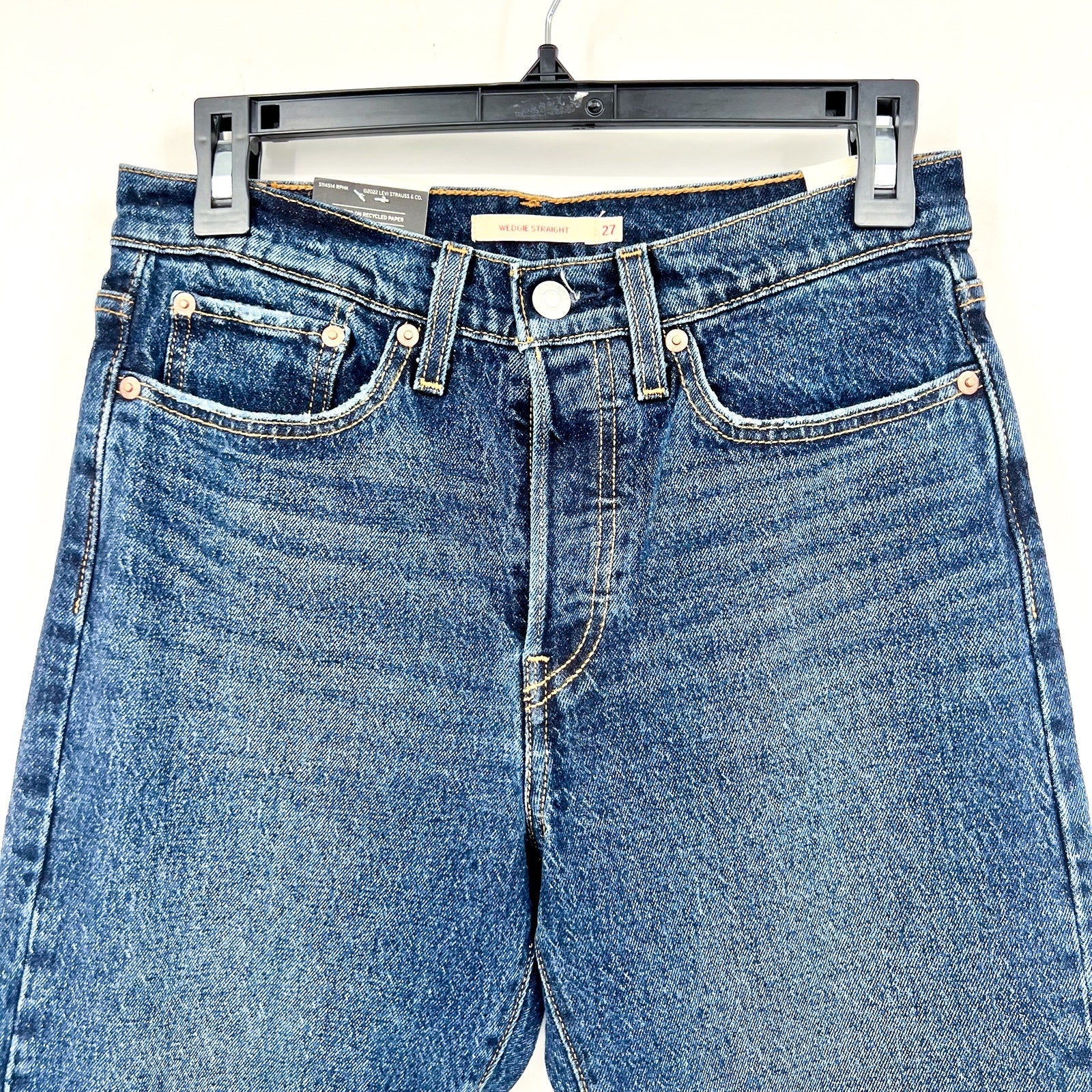 Levi's Womens Wedgie Straight Ankle Jeans 27x28 Indifferent Indigo 349640217 NWT