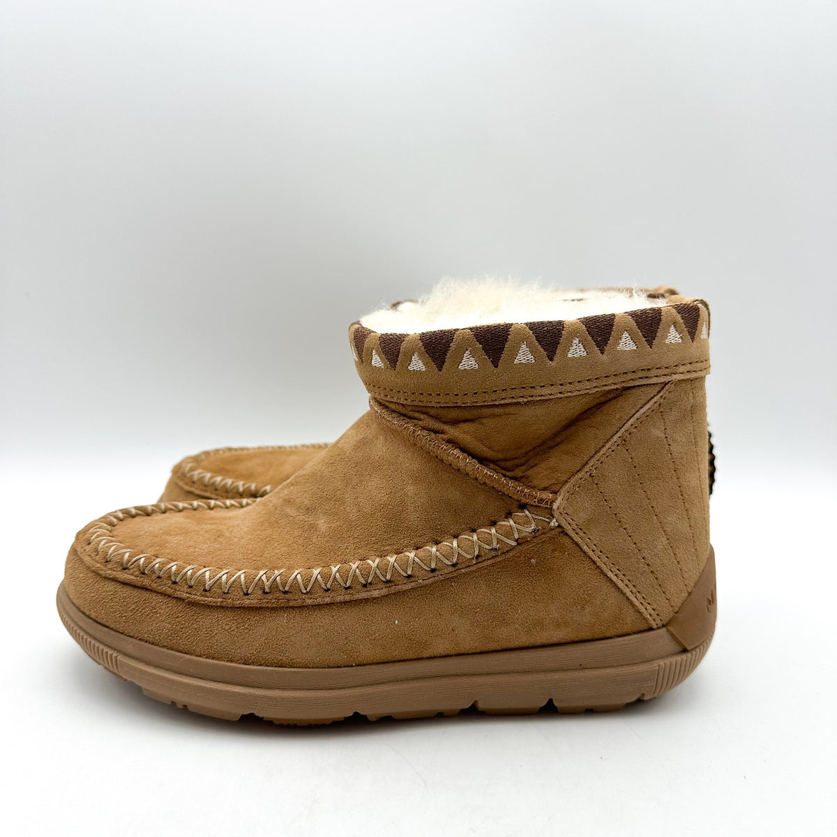 Manitobah Mukluks Women WR Reflections Ankle Boots Size 5 Tan Shearling NWOB