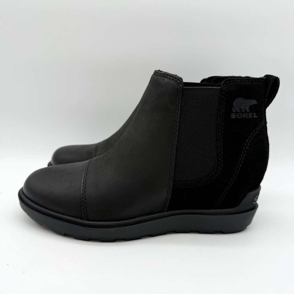 Sorel Womens Evie ll Chelsea Ankle Bootie US 7 EU 38 Black Suede Waterproof NIB
