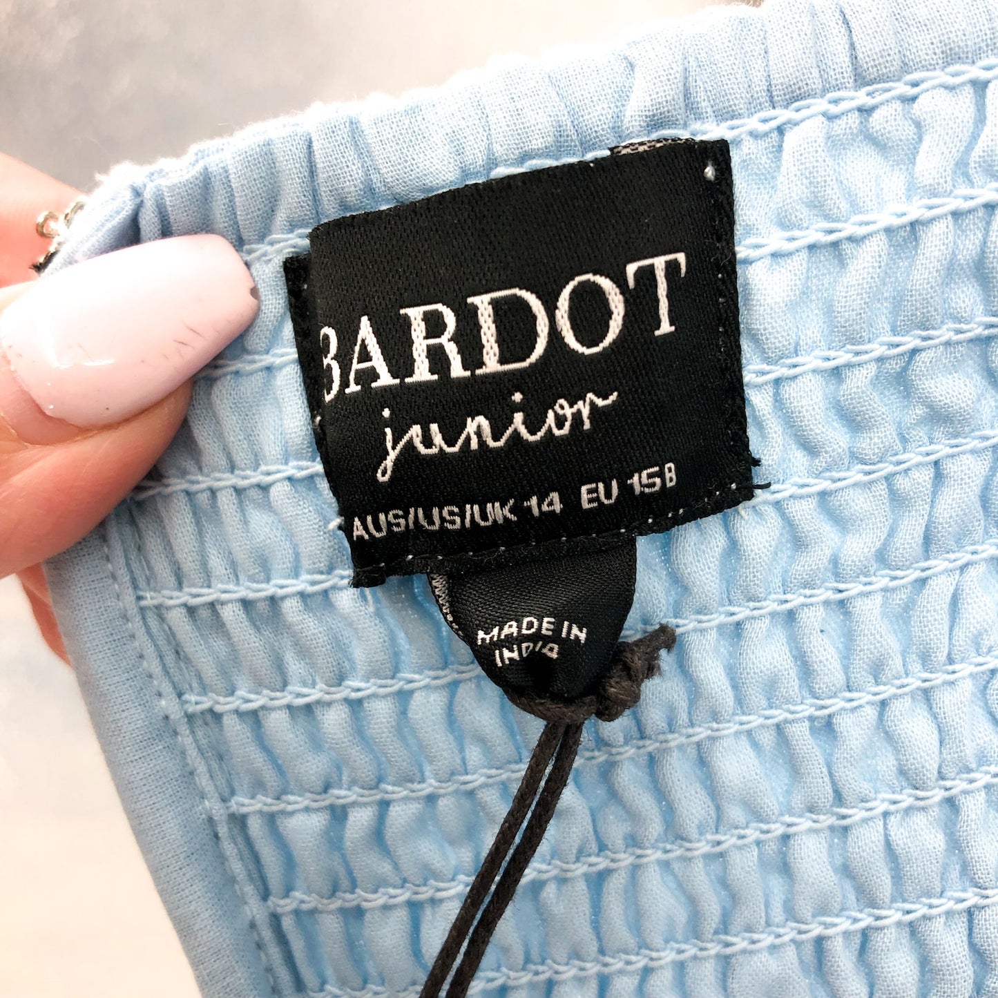 BARDOT JUNIOR Girl's Nelly Ruffle Jumpsuits 14 Sky Blue Square Neck NWT