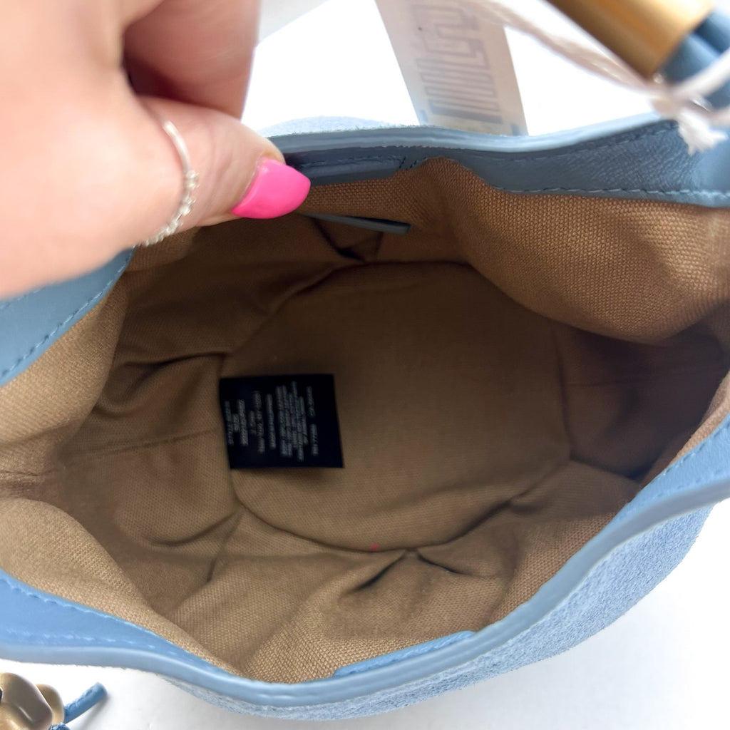 MADEWELL Women's The Mini Camren Handbag Blue Ocean Suede Leather NWT