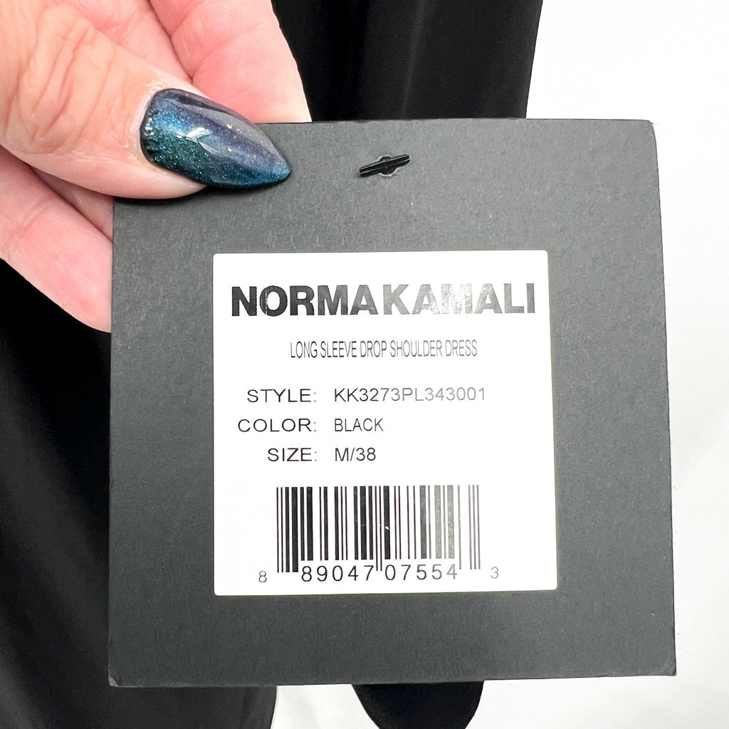 NORMA KAMALI Women's Drop Shoulder Dress Medium FR 38 Black Long Sleeve NWT