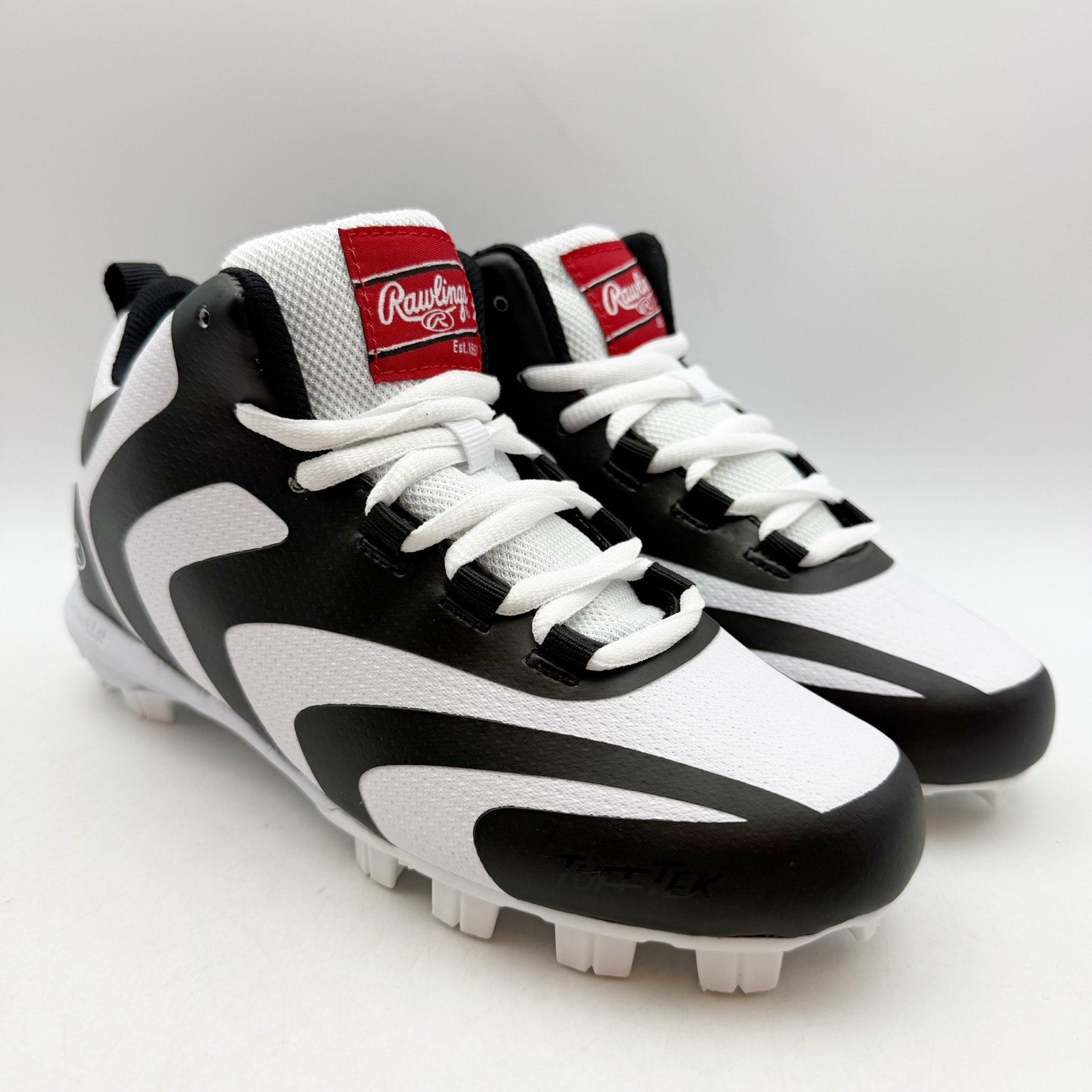 Rawlings Boys Rookie Mid Baseball Cleats US 4 EU 36 Black White NIB