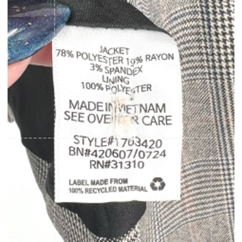 FORTUNE + IVY Women Double-Breasted Blazer Medium Glen Plaid Grey Multi NWOT